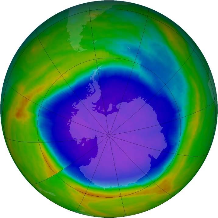 Antarctic ozone map for 01 October 2001